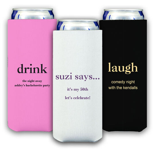 Design Your Own Big Word Collapsible Slim Koozies